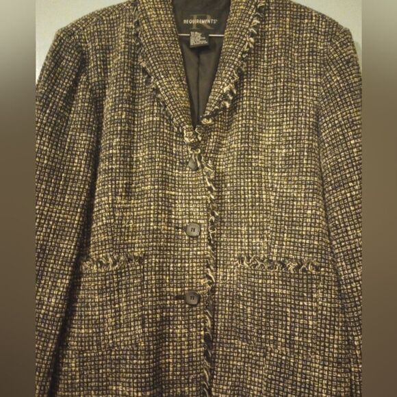- Requirements wool blend tweed blazer with frayed hem line - Picture 5 of 10